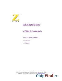 Datasheet EZ80L92 manufacturer Zilog